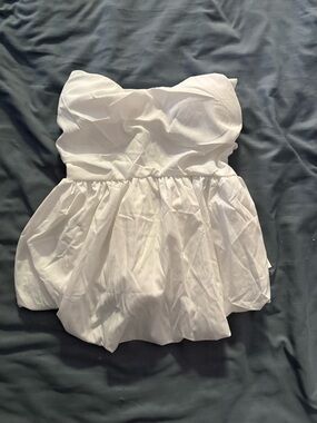 Strapless White Bustier Peplum Top